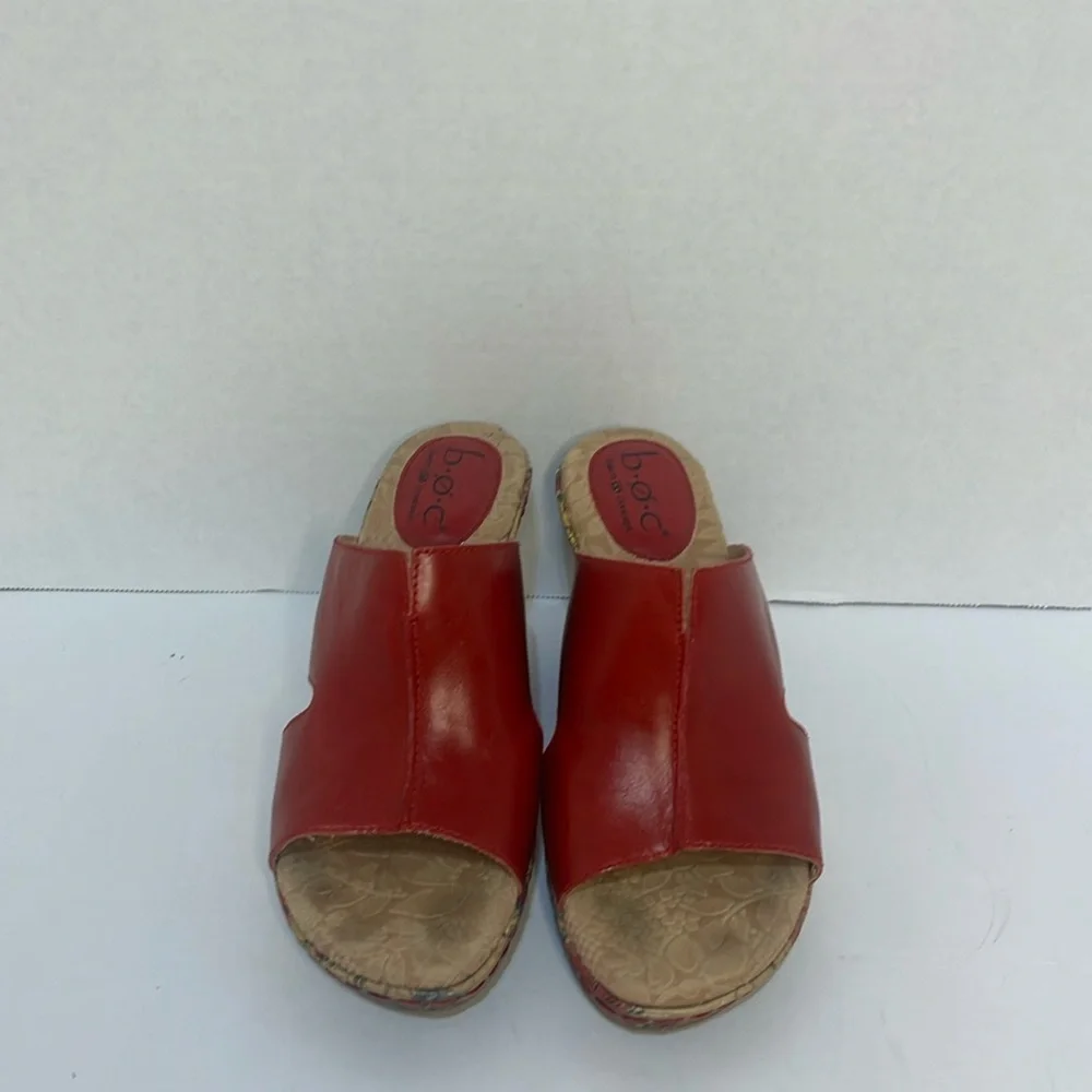 Boc Born Concepts Red‎ Floral Cork High Heel Wedges Size 6